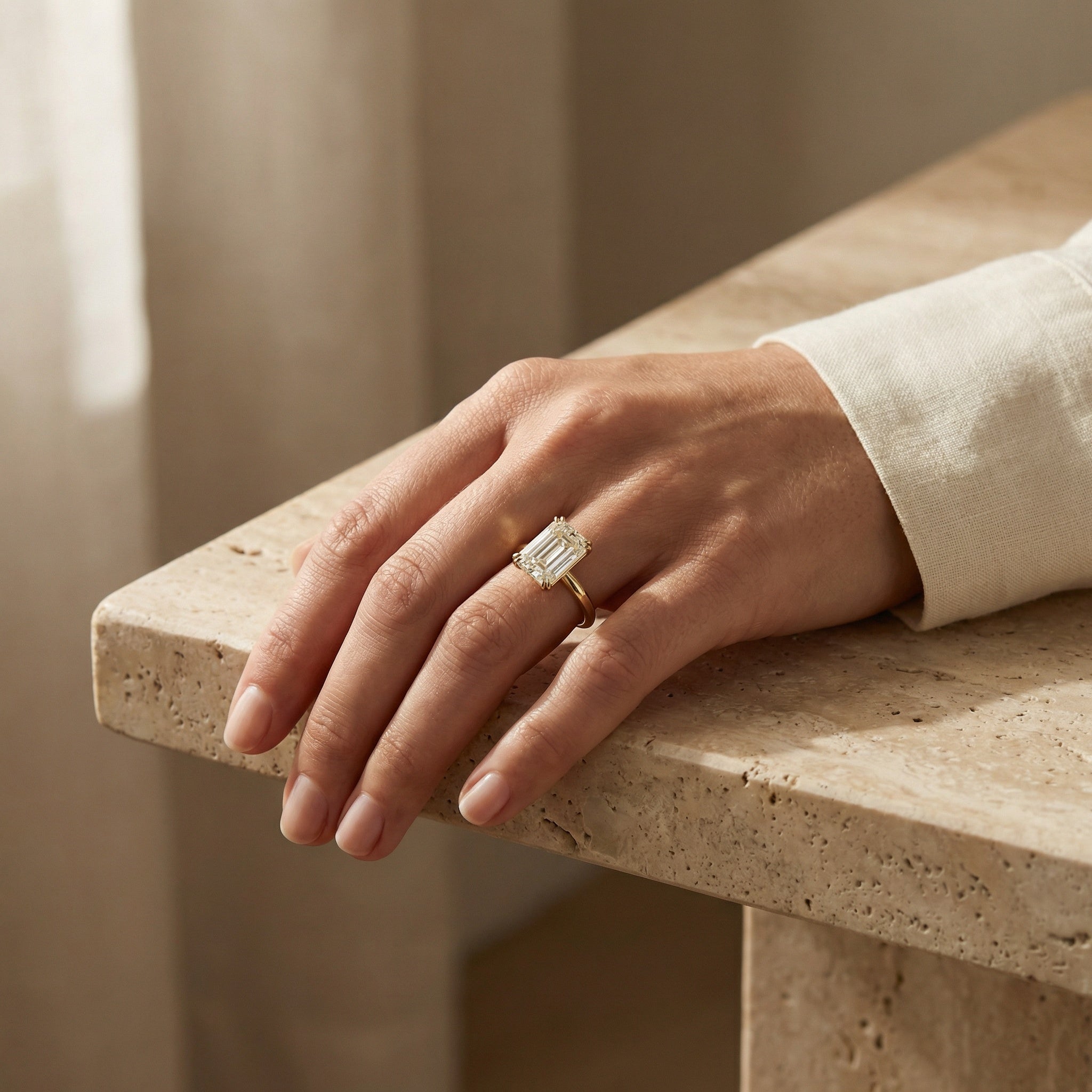 AETERNA RING, EMERALD-CUT MOISSANITE