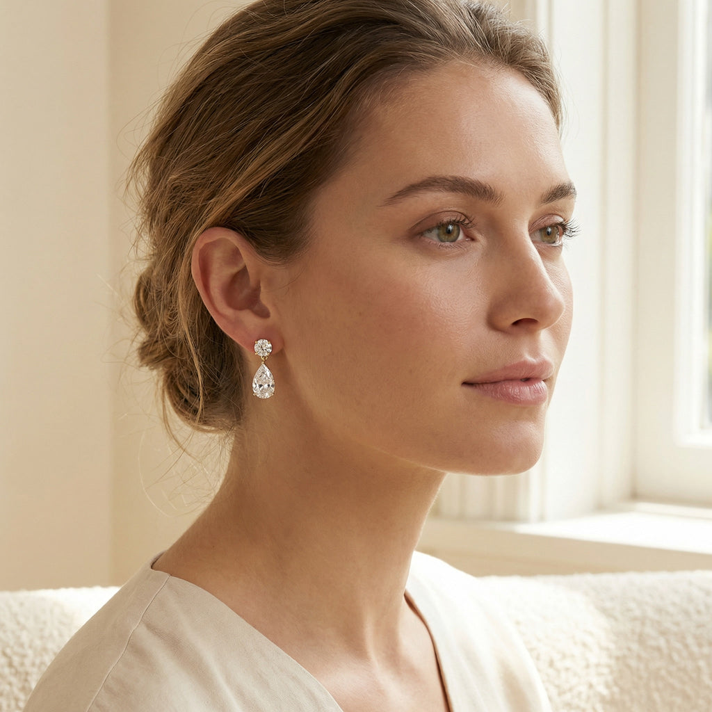 SOLARIS DROP EARRINGS, 4 MOISSANITES