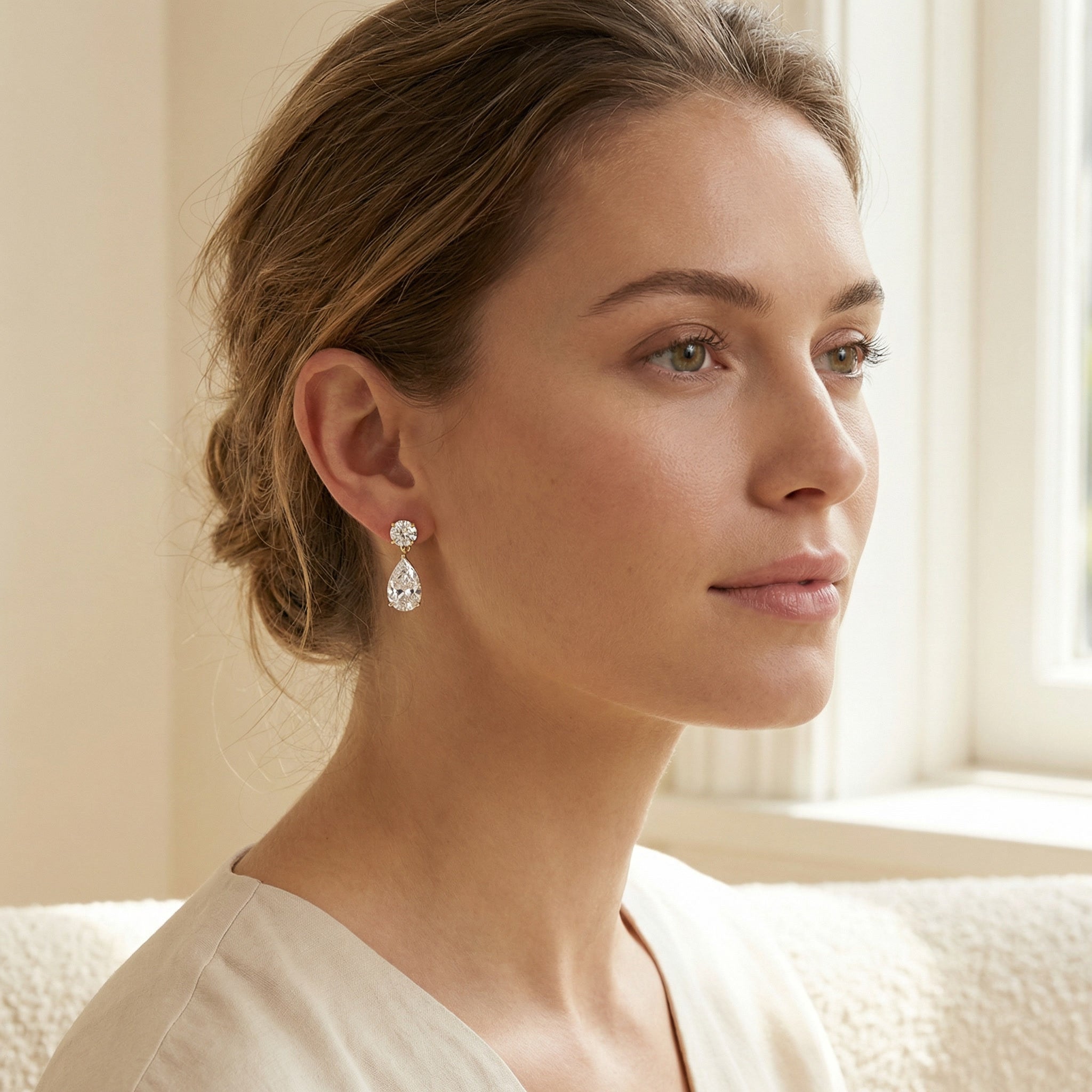 SOLARIS DROP EARRINGS, 4 MOISSANITES