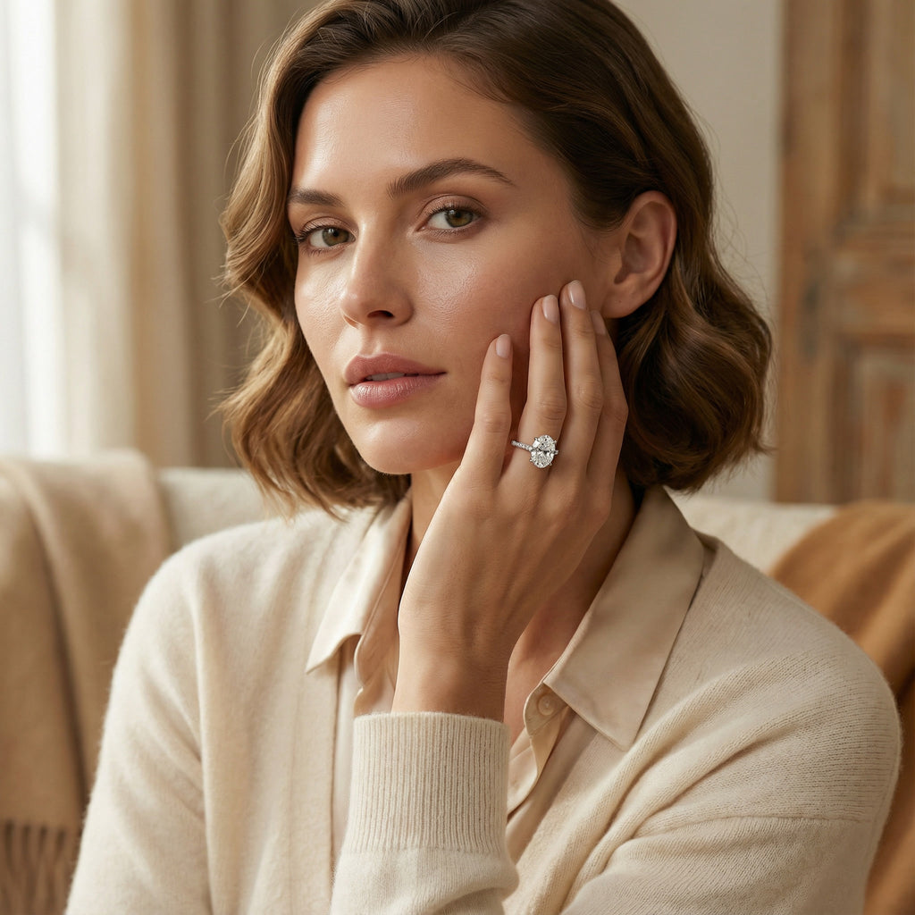 AETERNA RING, OVAL-CUT MOISSANITE, PAVÉ