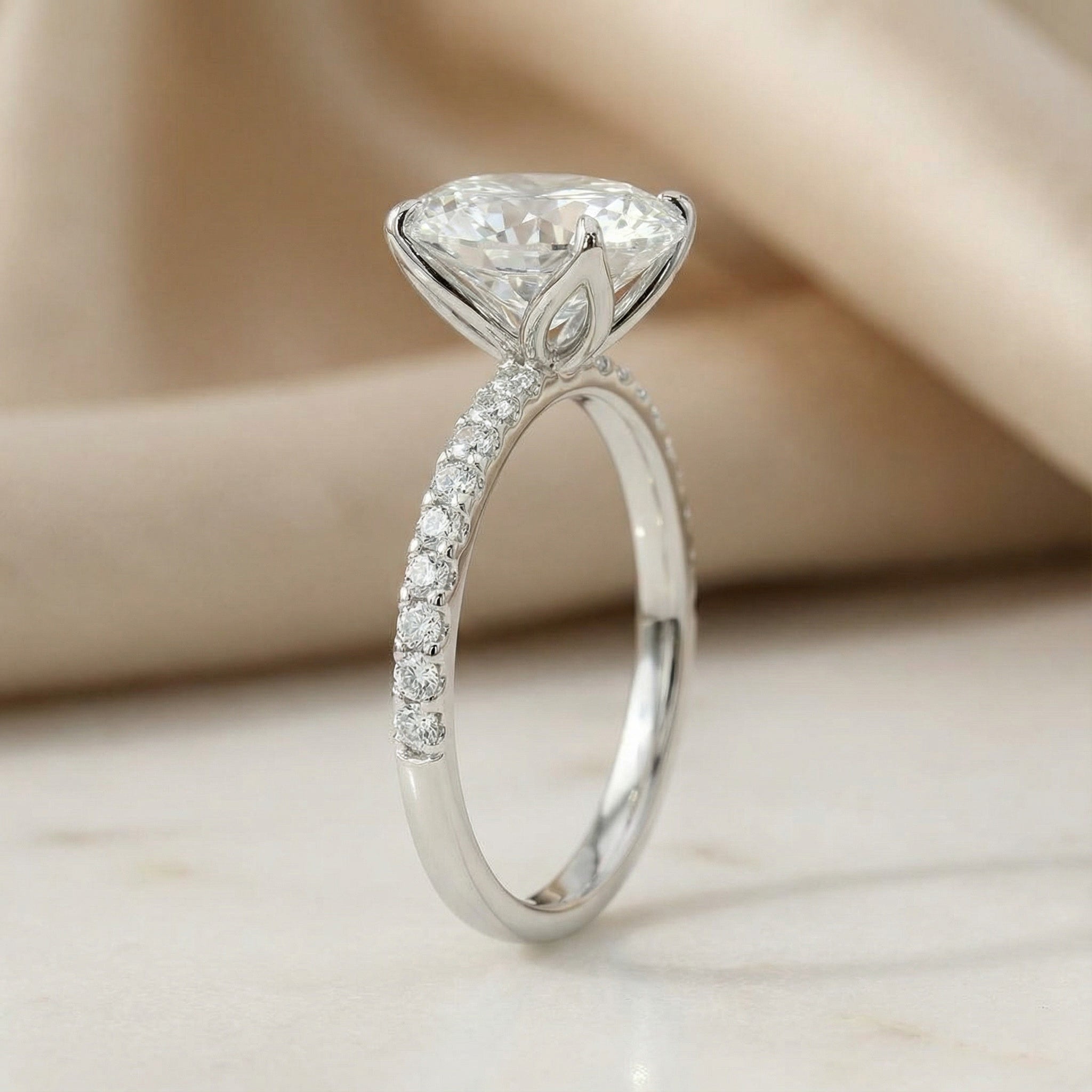 AETERNA RING, OVAL-CUT MOISSANITE, PAVÉ