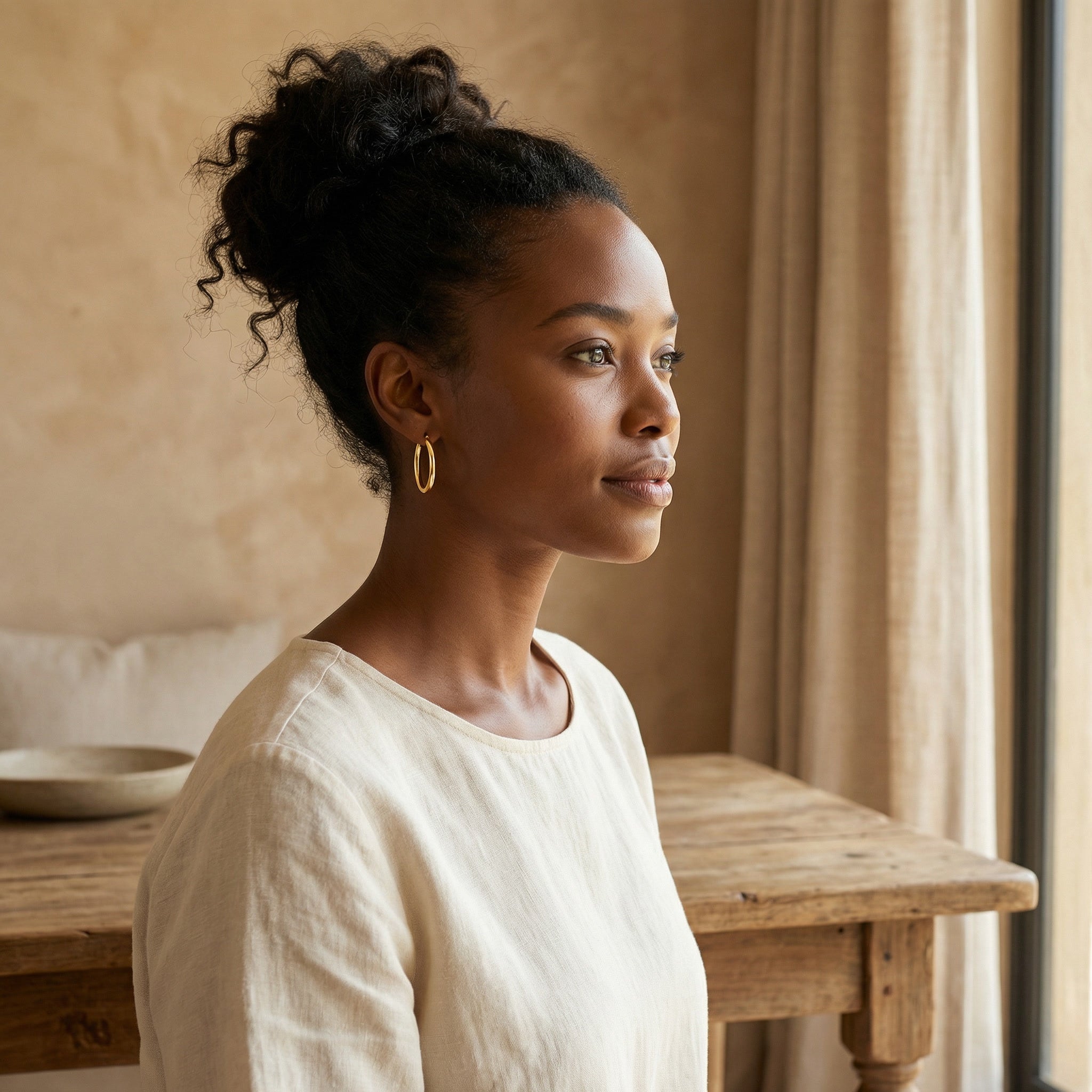 PURUS HOOP EARRINGS, POLISHED GOLD