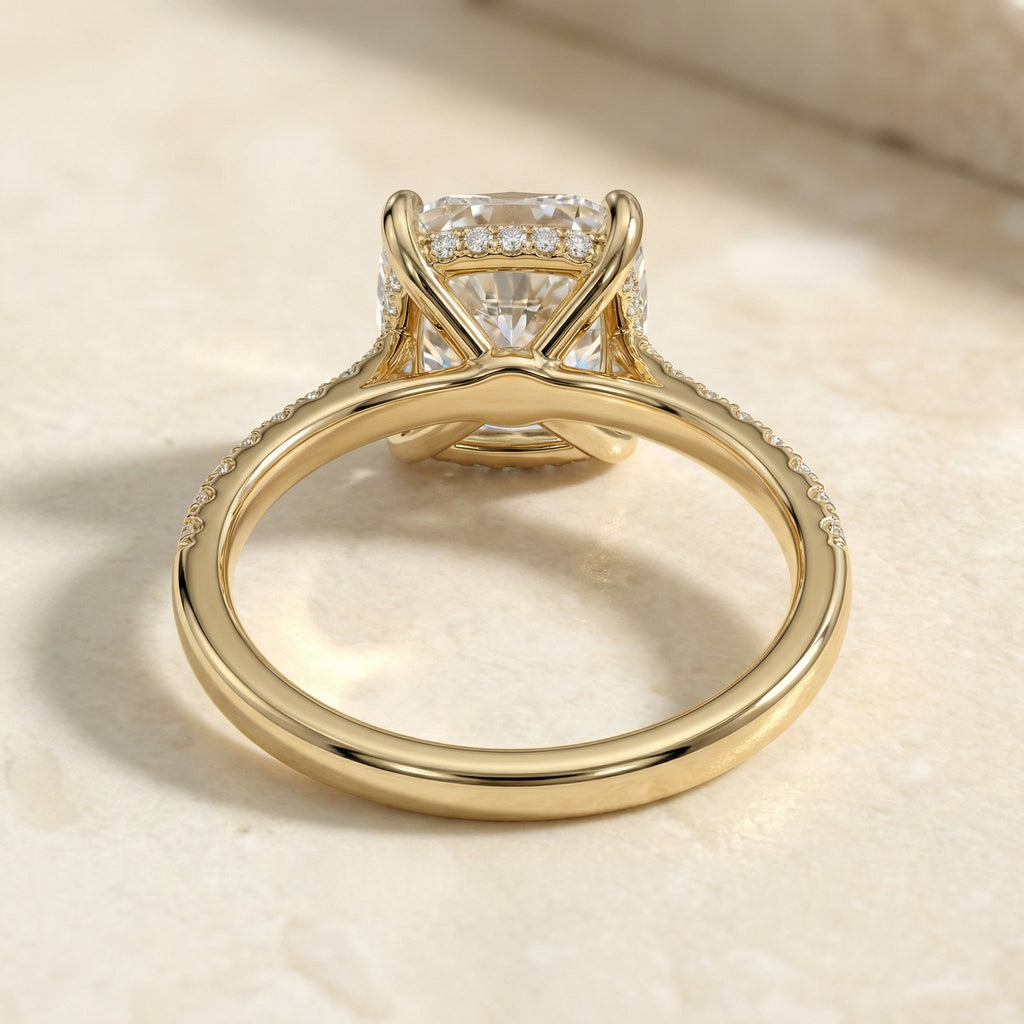 AETERNA RING, ELONGATED CUSHION-CUT MOISSANITE, PAVÉ