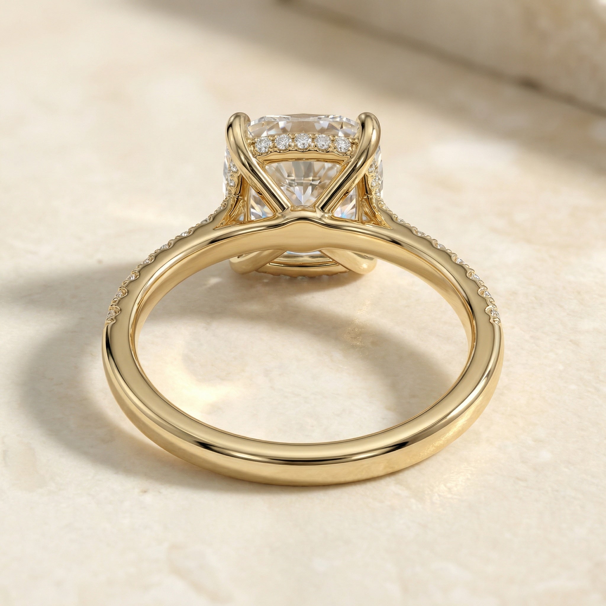 AETERNA RING, ELONGATED CUSHION-CUT MOISSANITE, PAVÉ