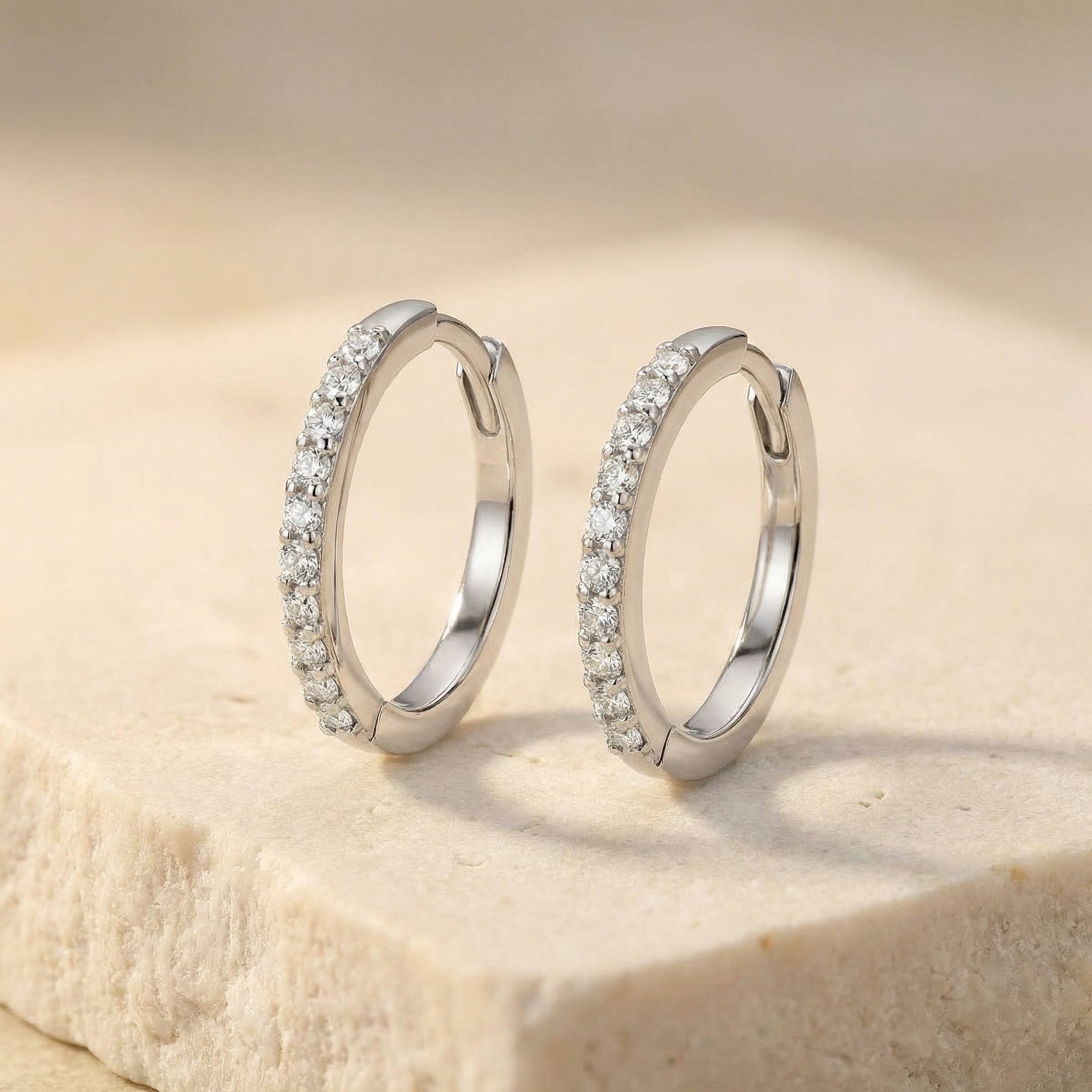 LUMINA ALBA HOOP EARRINGS, BRILLIANT-CUT MOISSANITES, PAVÉ