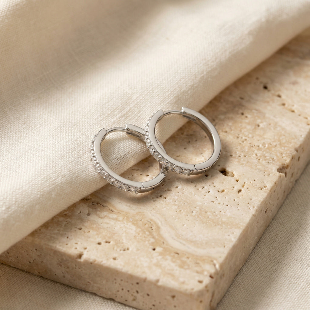 LUMINA ALBA HOOP EARRINGS, BRILLIANT-CUT MOISSANITES, PAVÉ