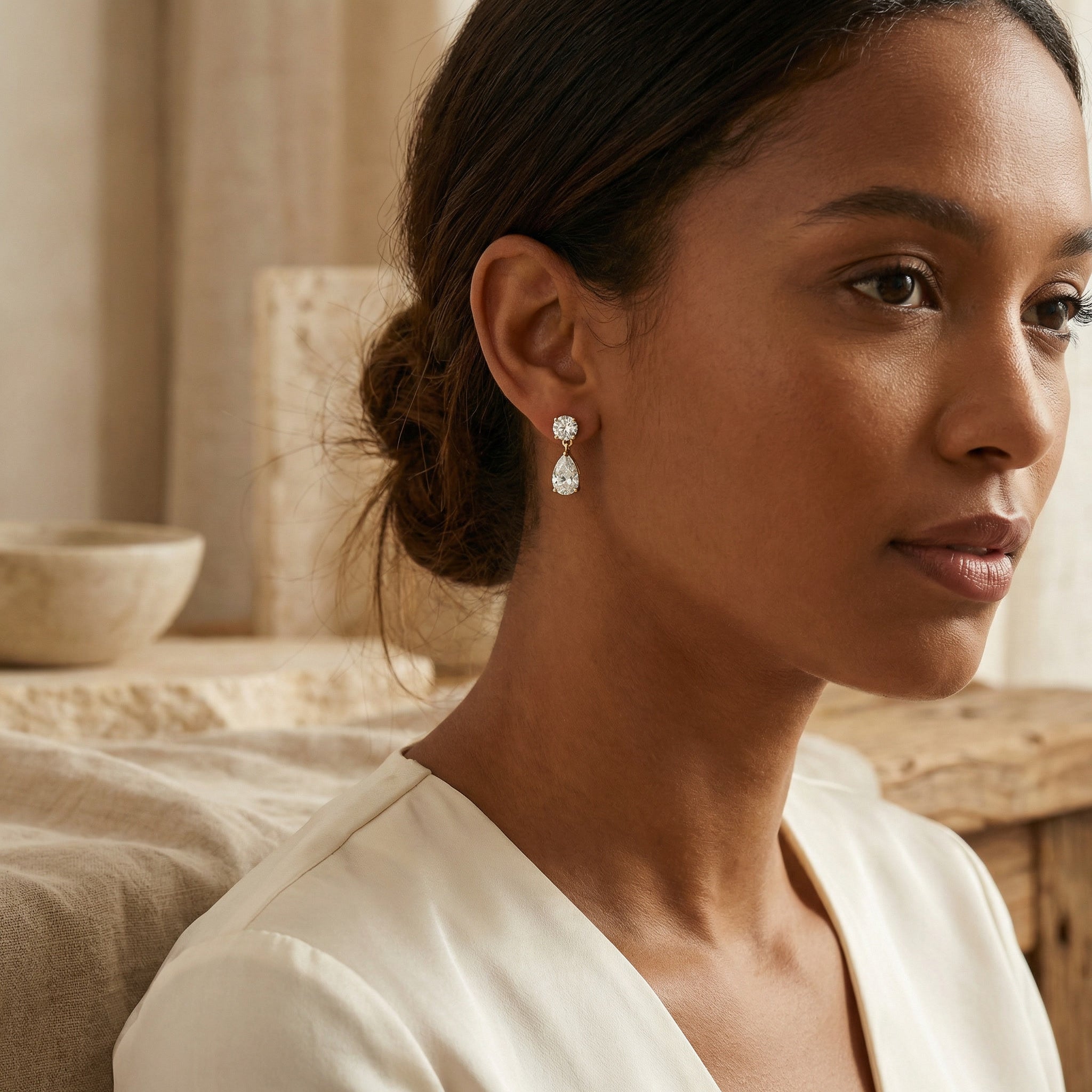 SOLARIS DROP EARRINGS, 4 DIAMONDS