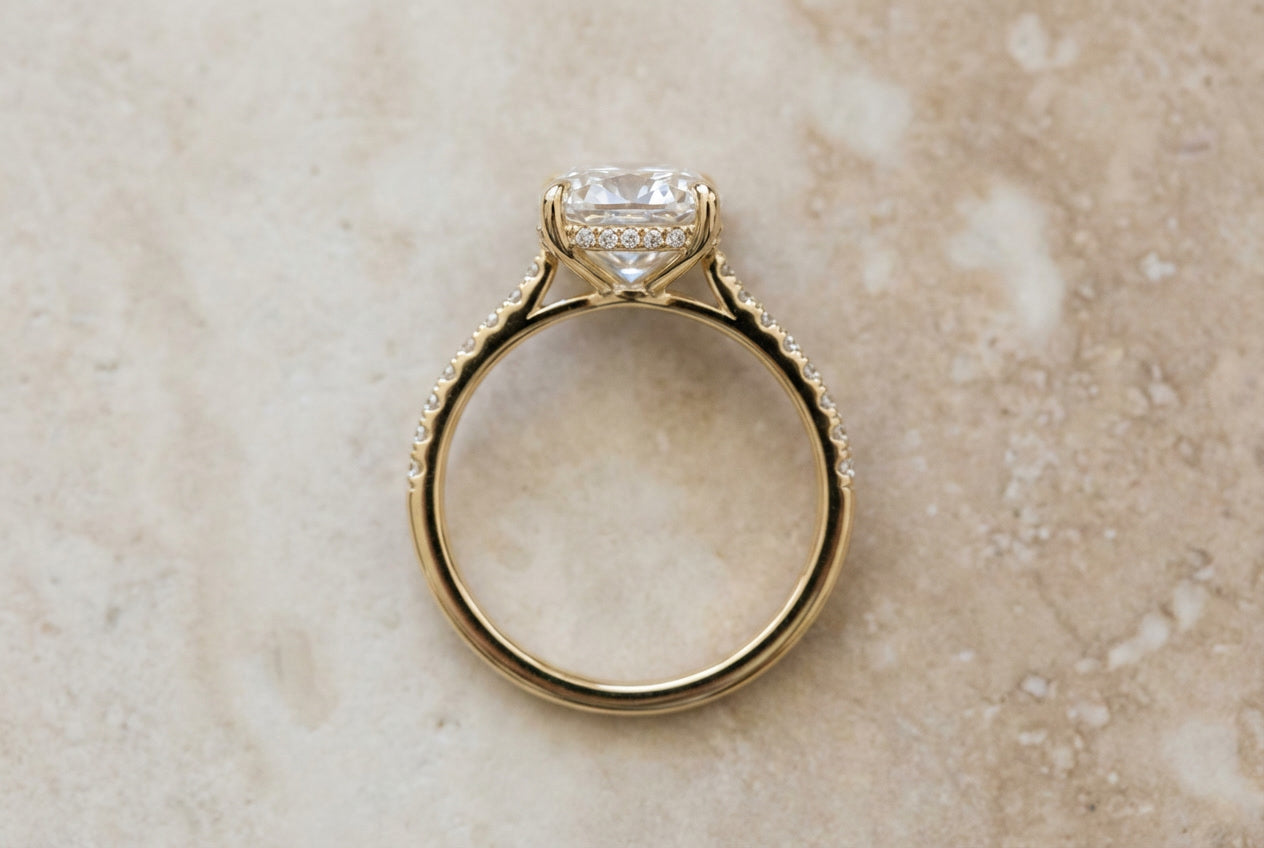 AETERNA RING, ELONGATED CUSHION-CUT MOISSANITE, PAVÉ