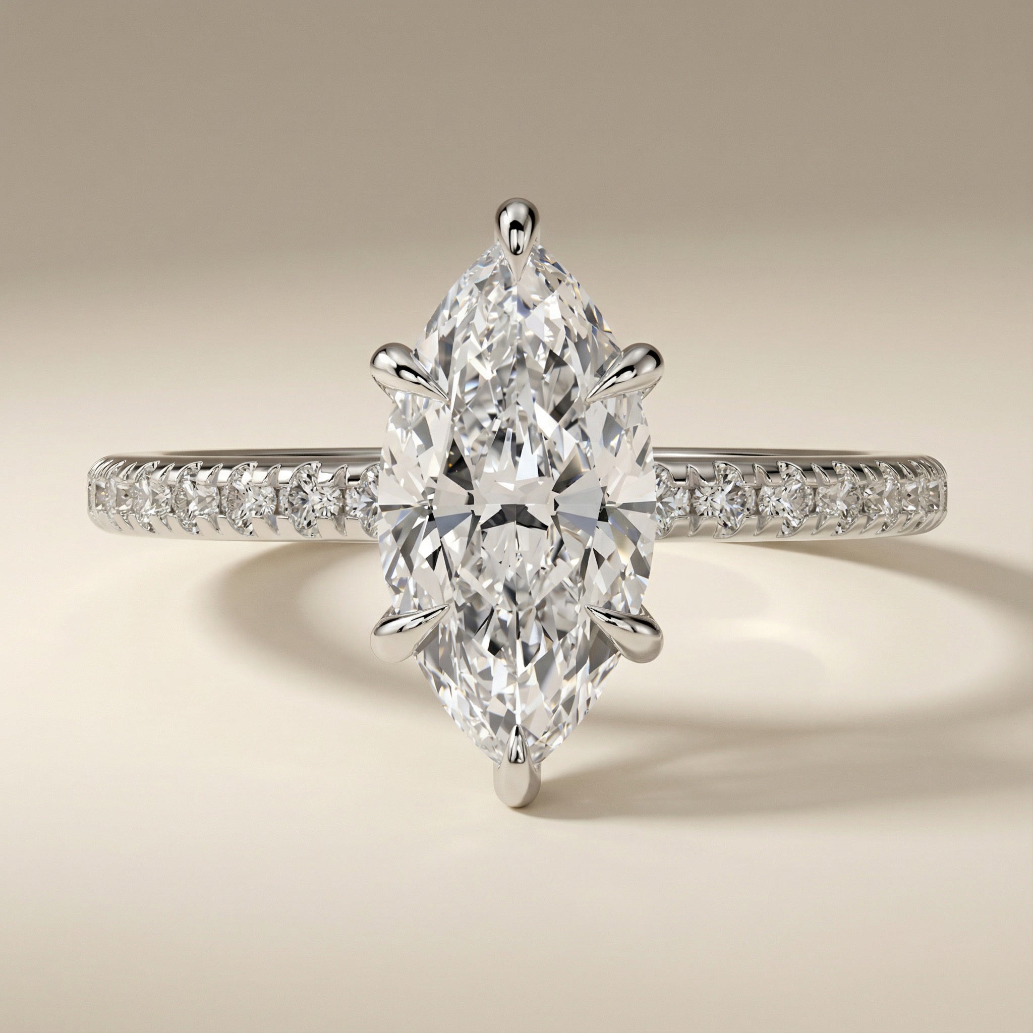AETERNA RING, MARQUISE-CUT MOISSANITE, PAVÉ