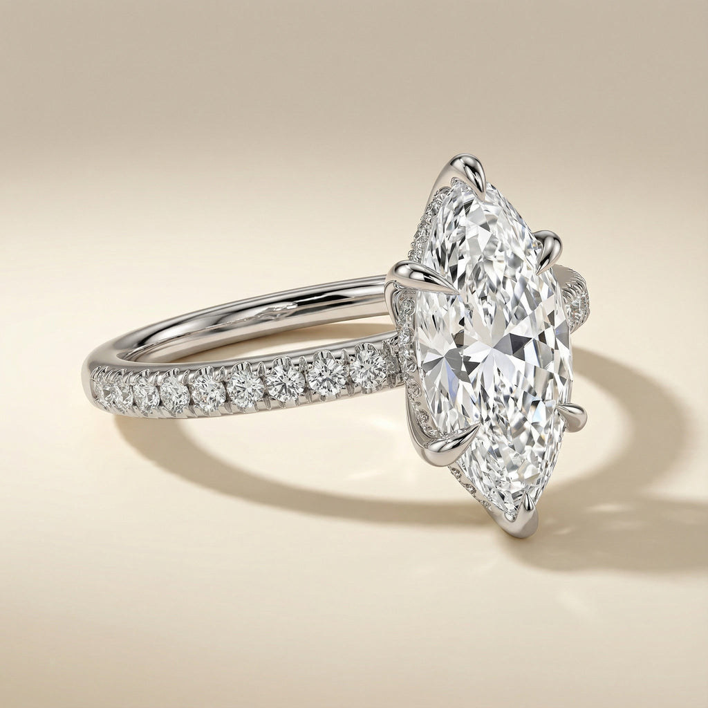 AETERNA RING, MARQUISE-CUT MOISSANITE, PAVÉ