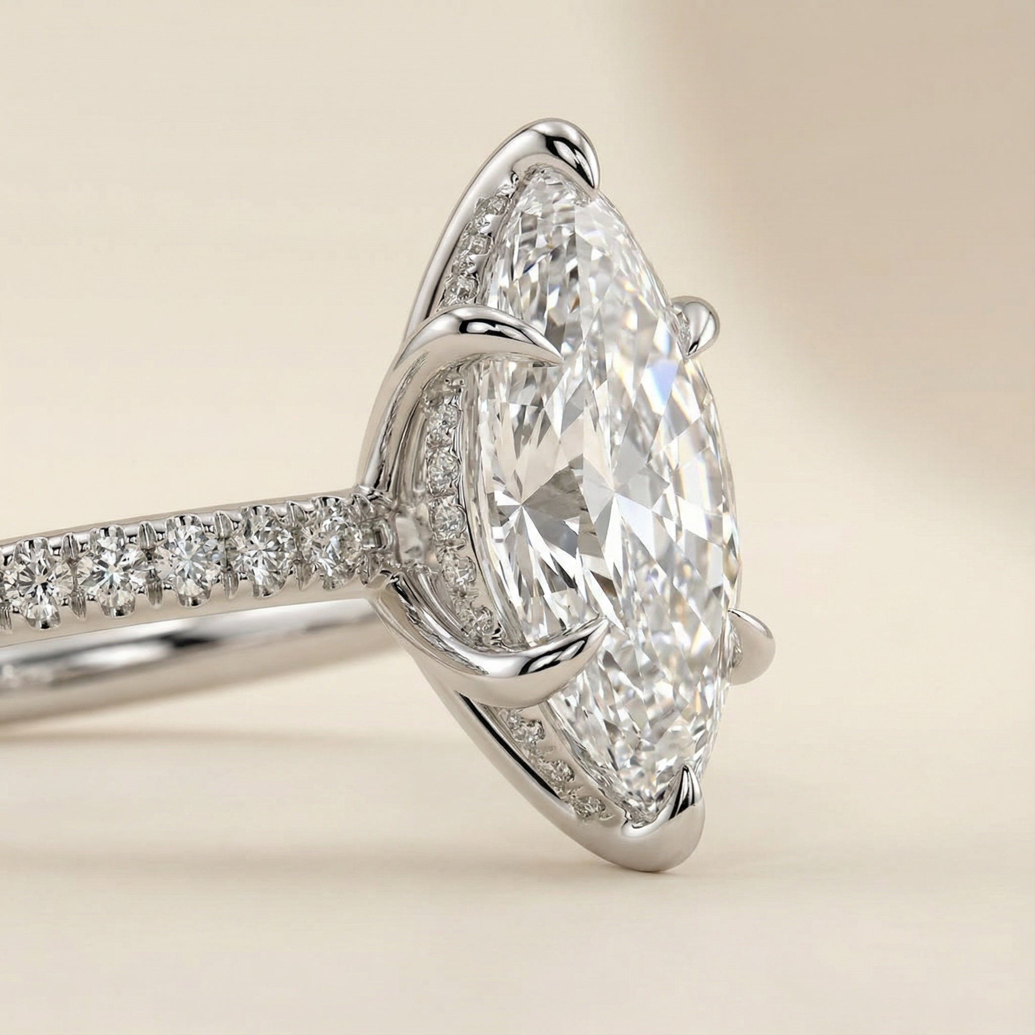 AETERNA RING, MARQUISE-CUT MOISSANITE, PAVÉ
