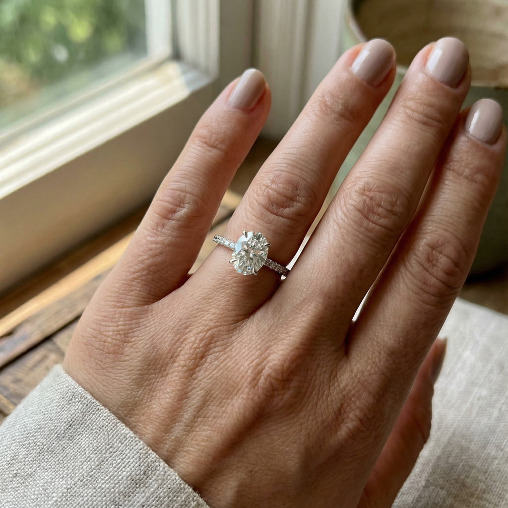 AETERNA RING, OVAL-CUT MOISSANITE, PAVÉ