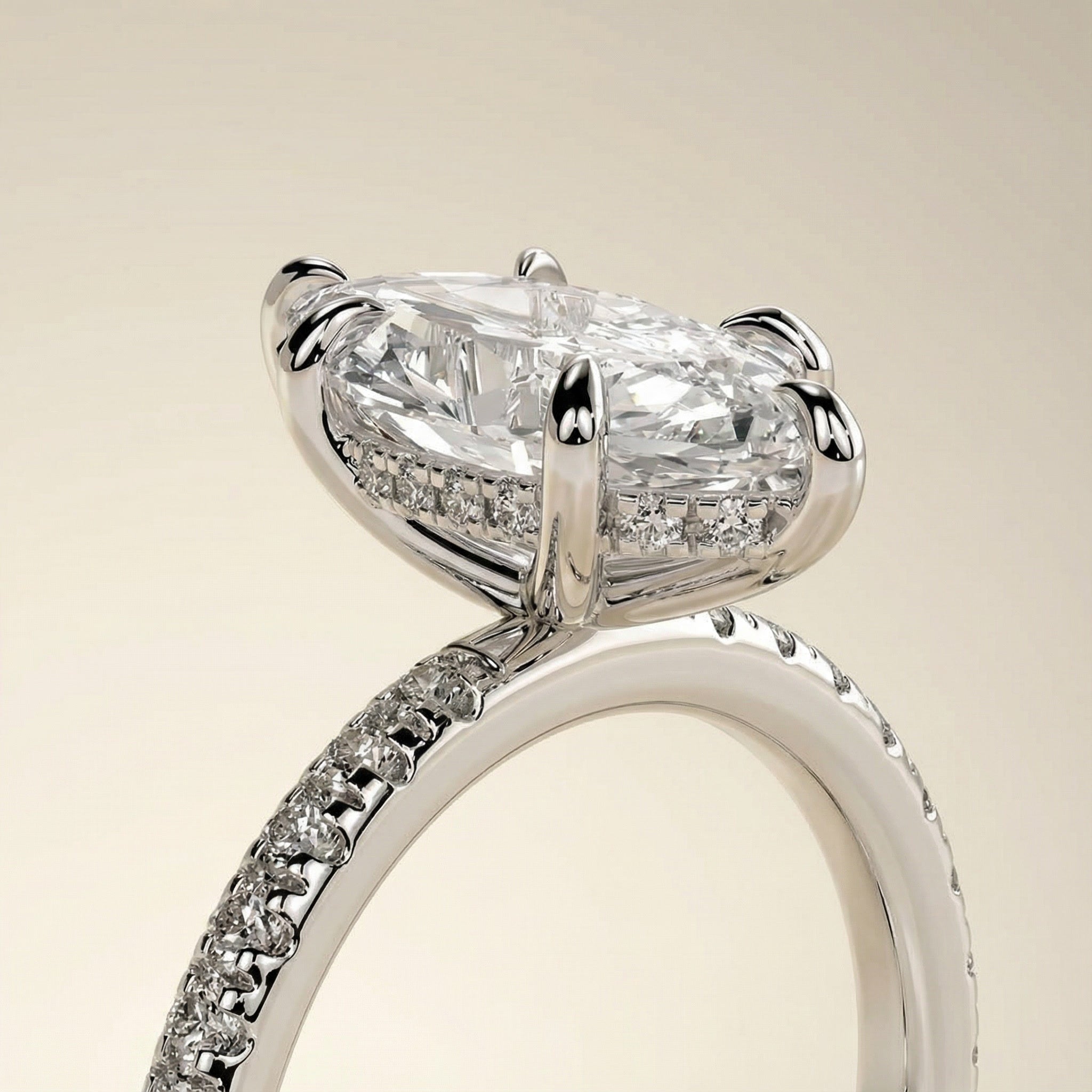 AETERNA RING, MARQUISE-CUT MOISSANITE, PAVÉ