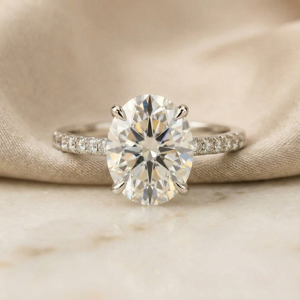 AETERNA RING, OVAL-CUT MOISSANITE, PAVÉ