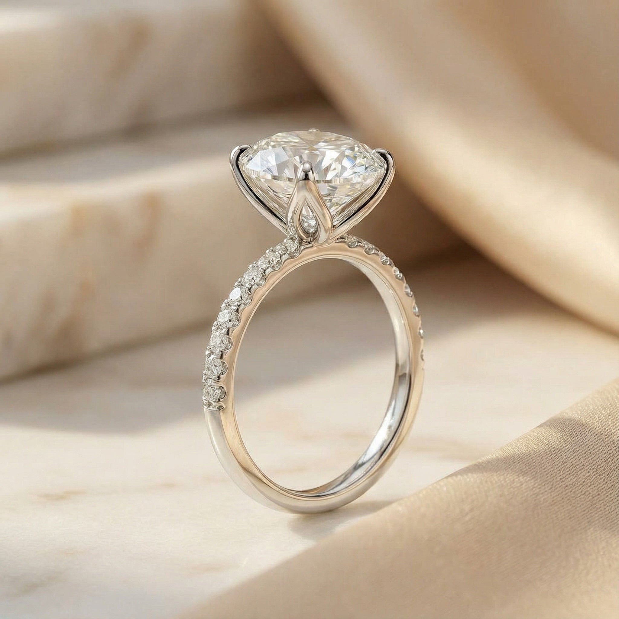 AETERNA RING, OVAL-CUT MOISSANITE, PAVÉ