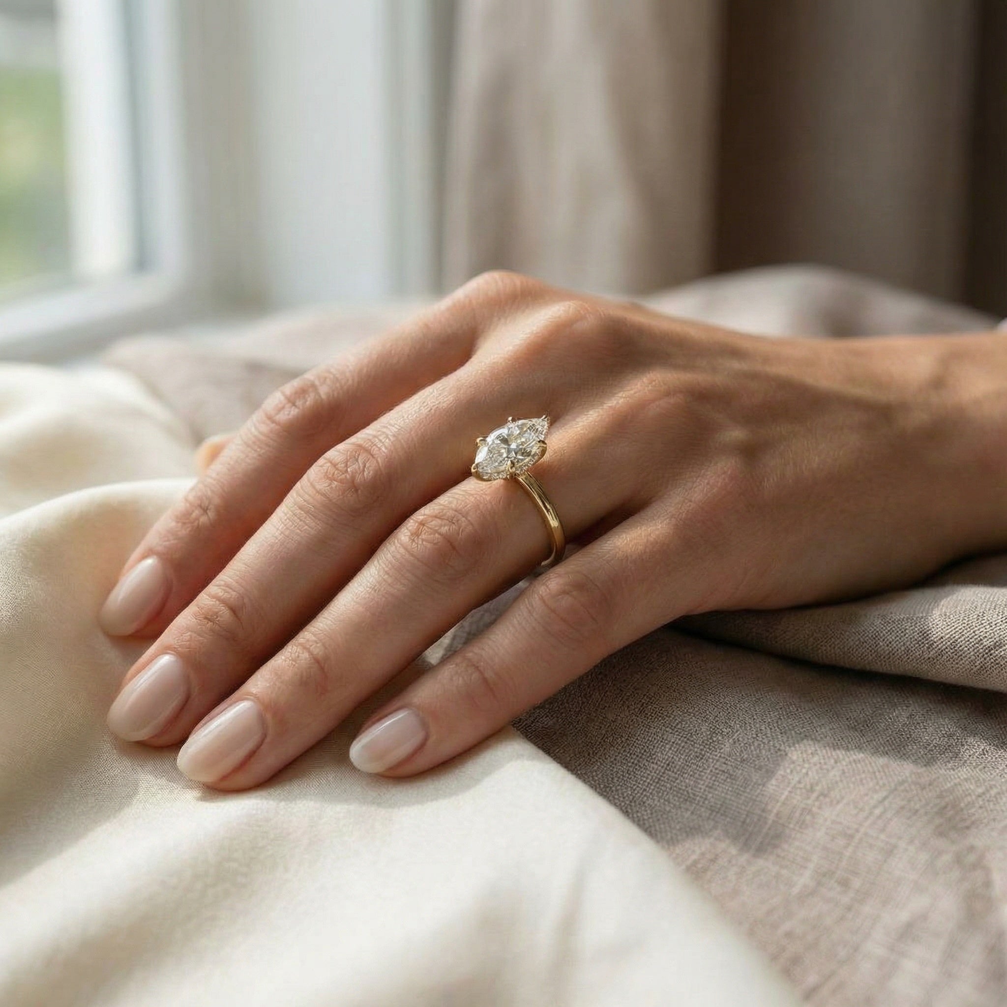 AETERNA RING, MARQUISE-CUT MOISSANITE